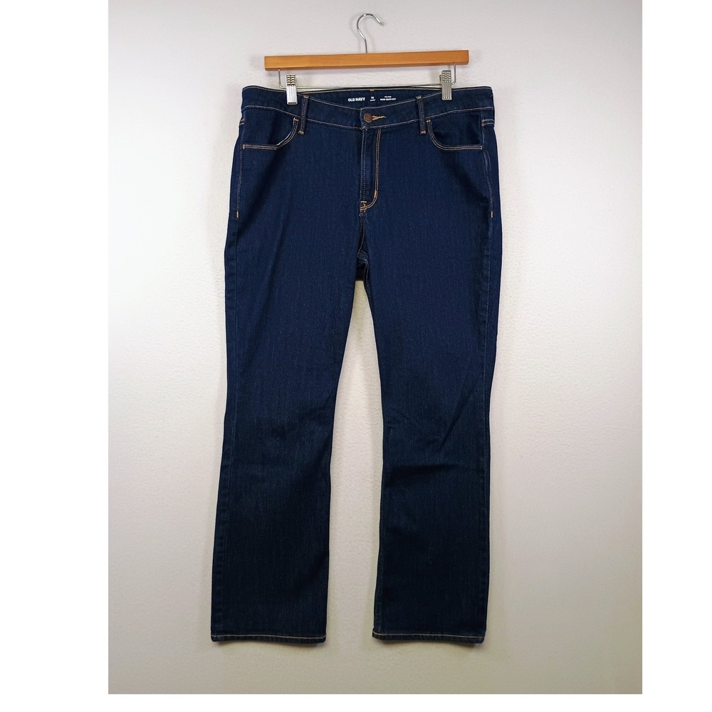 Casual Classic Old Navy Womens 14‎ Short Dark Wash Mid Rise Wow Boot-Cut Jeans